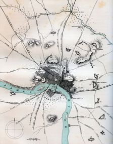 A map of Richmond and its vicinity showing all batteries, 1862-1867.Artist: W Kemble