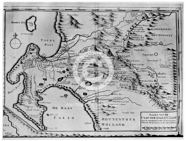 A map of the Cape of Good Hope in the time of the van der Stels, South Africa, 18th century (1931). Artist: Unknown