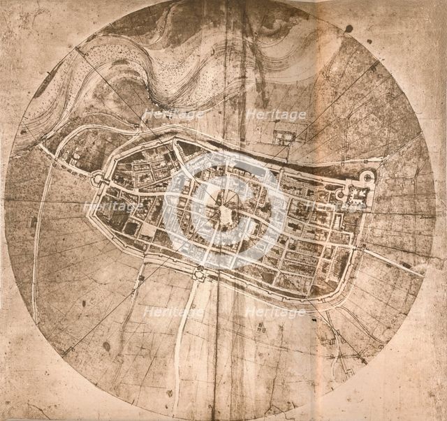 A map representing the town of Imola, Italy, c1472-c1519 (1883). Artist: Leonardo da Vinci.