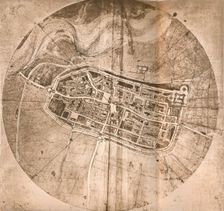 A map representing the town of Imola, Italy, c1472-c1519 (1883). Artist: Leonardo da Vinci