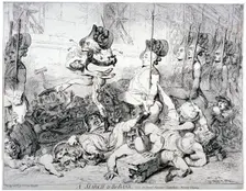 A march to the Bank, vide the Strand, Fleet Street, Cheapside &c morning & evening 1787. Artist: James Gillray