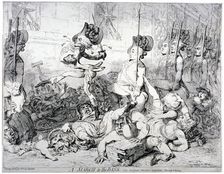 A march to the Bank, vide the Strand, Fleet Street, Cheapside &c morning & evening 1787. Artist: James Gillray