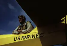A marine glider pilot in training, a lieutenant, at Page Field, Parris Island, S.C., 1942. Creator: Alfred T Palmer
