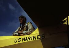 A marine glider pilot in training, a lieutenant, at Page Field, Parris Island, S.C., 1942. Creator: Alfred T Palmer
