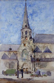 A Market Day (Church of St. Jacques, Ghent, Belgium), 1897. Creator: Cass Gilbert