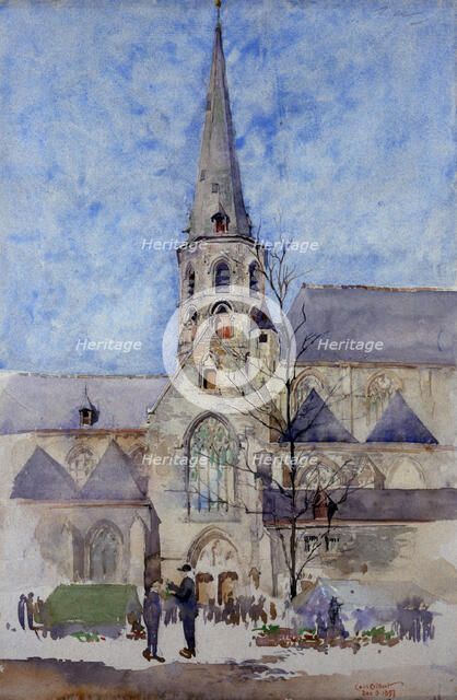 A Market Day (Church of St. Jacques, Ghent, Belgium), 1897. Creator: Cass Gilbert.