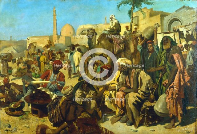'A Market in Cairo', c late 19th century. Artist: Franz Theodor Wurbel