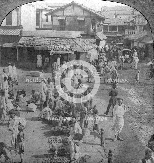 A market in Ahmedabad, India, 1902.Artist: BL Singley
