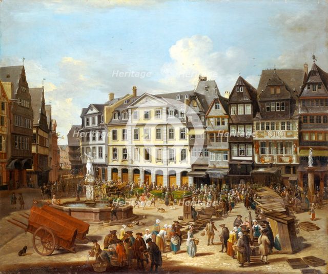 A Market on the Römerberg in Frankfurt, 1754. Creator: Christian Georg Schutz.