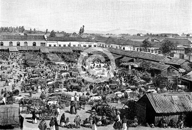 A market place, Chile, 1895. Artist: Unknown