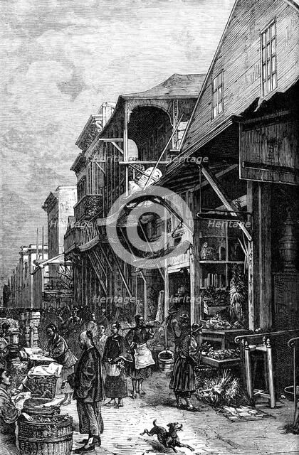 A market place in San Francisco, California, USA, mid 19th century (c1880). Artist: Unknown