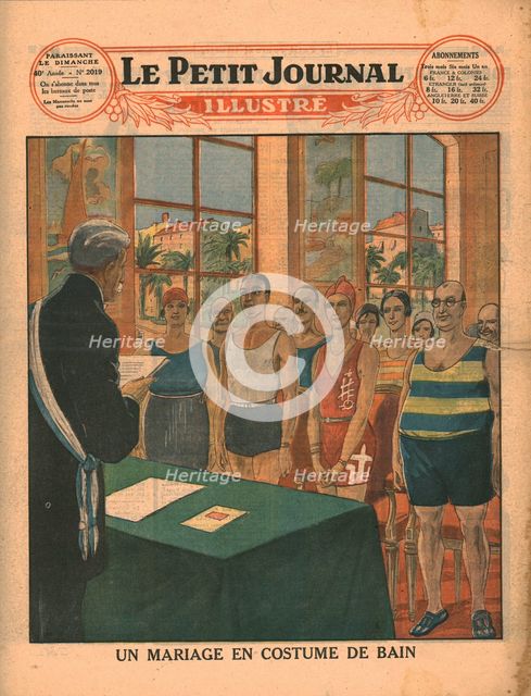 A marriage in swimwear, 1929. Creator: Unknown.