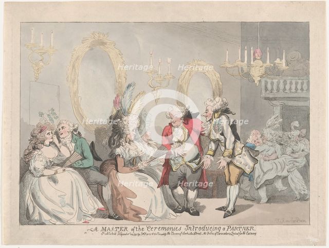A Master of the Ceremonies Introducing a Partner, November 24, 1795., November 24, 1795. Creator: Thomas Rowlandson.