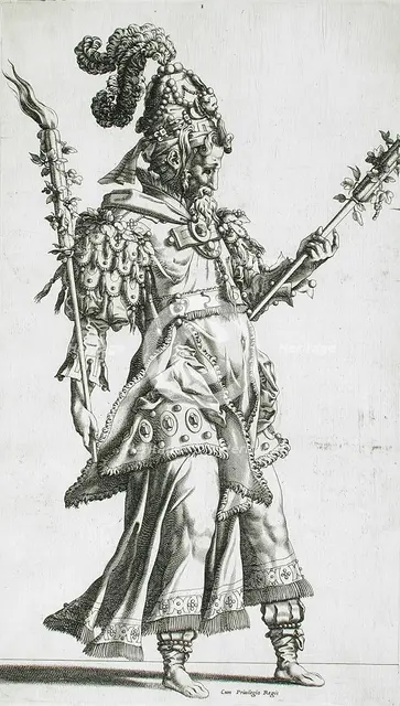A Masked Torch Bearer, between c1550 and c1575. Creator: Rene Boyvin.