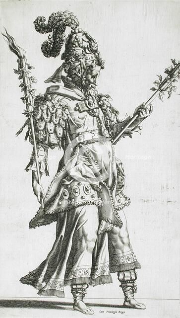 A Masked Torch Bearer, between c1550 and c1575. Creator: Rene Boyvin.
