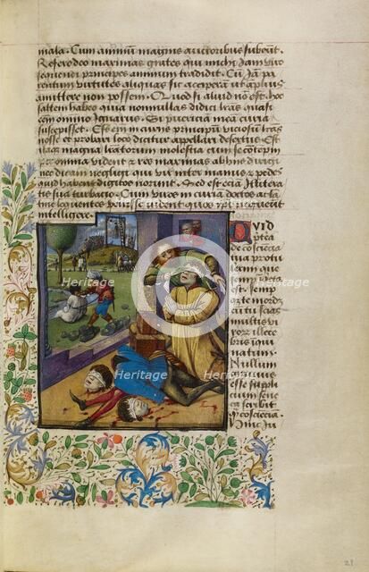 A Massacre of Family Members; Historia de duobus amantibus, about 1460-1470. Creator: Unknown.