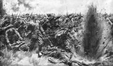 A Massive German Attack on the British Front World War I, 1914 (1926).Artist: Arthur C Michael