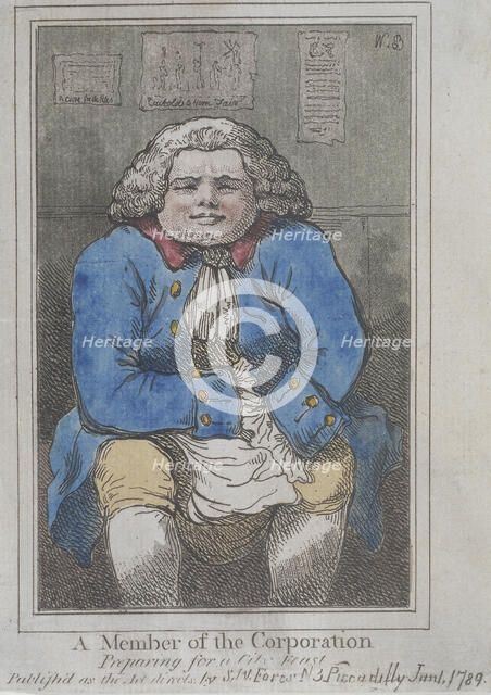 'A Member of the Corporation preparing for a City feast', 1789. Artist: Anon