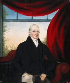 A member of the Jenner family (?), seated on a sofa, holding a paper in his right hand..., 1793. Creator: Adam Buck