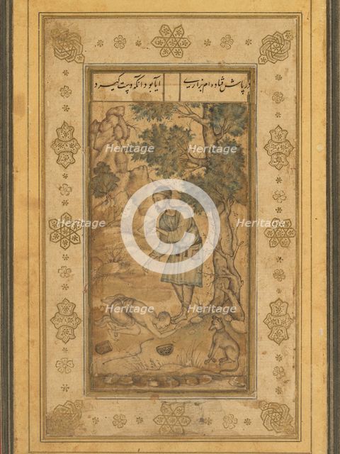 A mendicant bowing before a holy man, from the Prince Salim Album, c. 1585. Creator: Basavana (Indian, active c. 1560-1600).