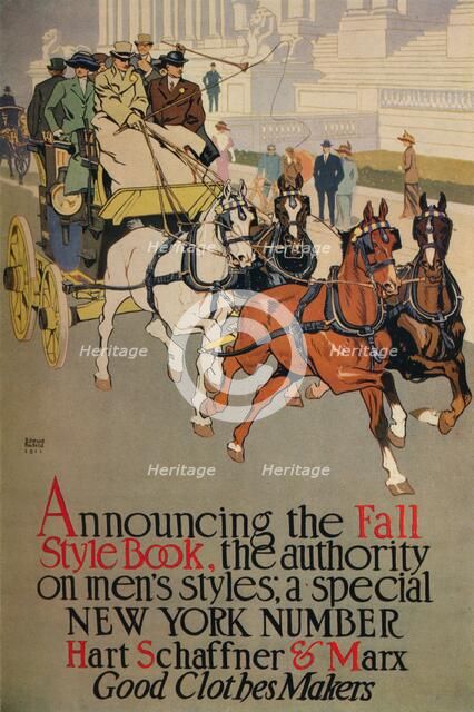 A Mens fashion magazine cover for 'The Fall Style Book', 1911. Artist: Edward Penfield.