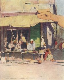A Meat Shop in Peshawur 1905. Artist: Mortimer Luddington Menpes