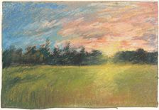 A Meadow at Sunset, c. 1845. Creator: Paul Huet