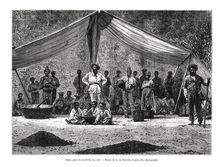 A meal after the gathering of coffee, Brazil, 19th century. Artist: A de Neuville