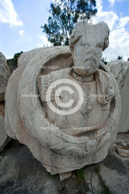 A medallion bust of Marcus Aurelius, Eleusis, Greece. Creator: Samuel Magal.