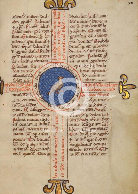 A Medallion with a Dove; Bestiary, about 1270. Creator: Unknown.