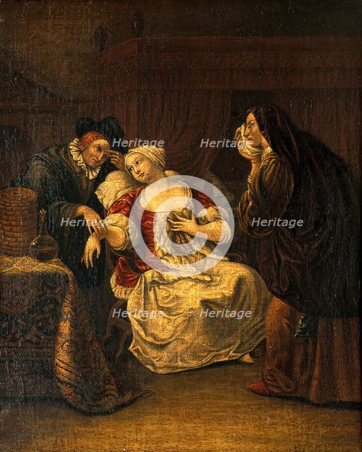 A medical practitioner taking a lady's pulse. Creator: Jan Steen.