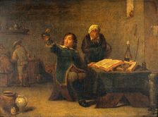 A medical practitioner examining a urine flask, c1680s. Creator: Teniers, David, 1610-1690 (After)