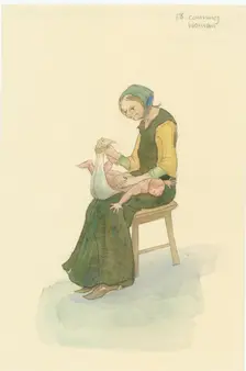 A medieval cunning woman, also known as a wise woman, 2004. Creator: Judith Dobie