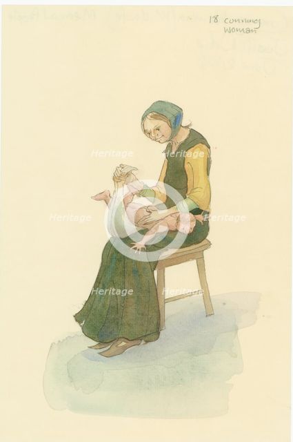 A medieval cunning woman, also known as a wise woman, 2004. Creator: Judith Dobie.