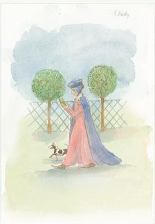 A medieval lady in a garden, 2004. Creator: Judith Dobie
