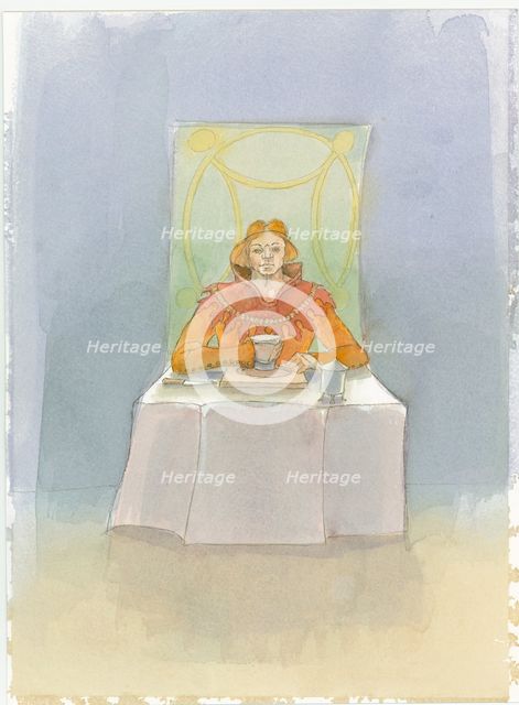 A medieval lord sat at a table, 2004. Creator: Judith Dobie.