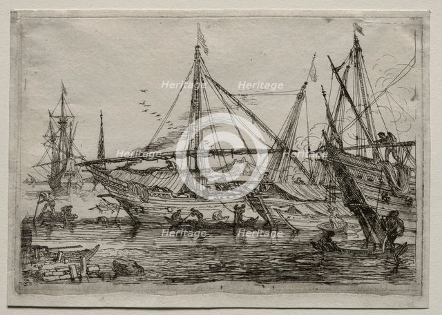 A Mediterranean Harbor, 2nd half 1600s. Creator: Adrian van der Cabel (Dutch, 1631-1705); Nicolas Robert.