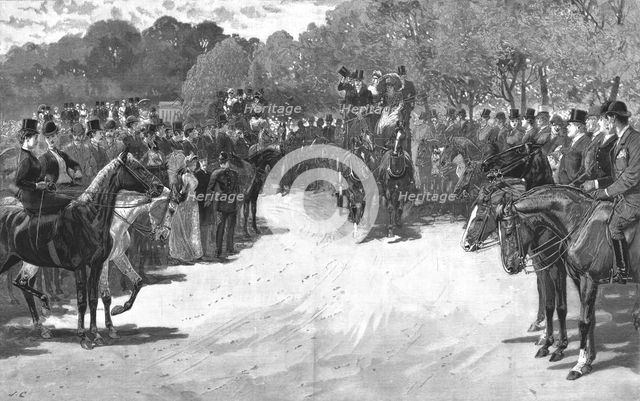 'A Meeting of the Four-in-Hand Club at Hyde Park - The Coaches leaving, 1890. Creator: John Charlton.