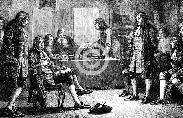 A meeting of the Royal Society in Crane Court, Fleet Street, London, 18th century (c1880). Artist: Unknown