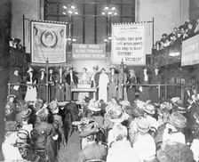 A meeting at Caxton Hall prior to the Rush the House of Commons demonstration, October 1908