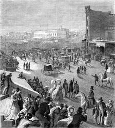 A meeting San Francisco, California, 19th century.Artist: Eustache Lorsay