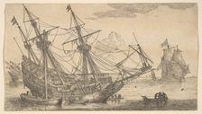 A Merchant Man Careened for Caulking the Hull, 17th century. Creator: Reinier Zeeman