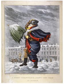 A Merry Christmas & a Happy New Year in London c1825. Artist: George Hunt