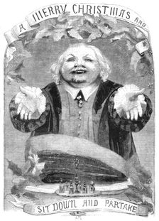 A Merry Christmas and Sit Down and Partake; Christmas 1853 1853. Creator: Unknown