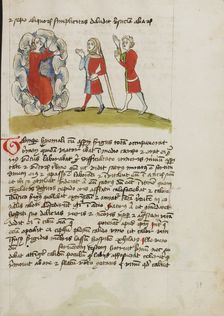 A Messenger of Zeus and Two Men; Fables, third quarter of 15th century. Creator: Unknown