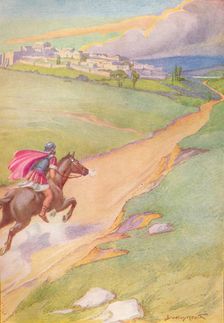 A messenger was seen spurring his horse toward the city c1912 (1912). Artist: Ernest Dudley Heath