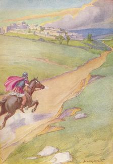 A messenger was seen spurring his horse toward the city c1912 (1912). Artist: Ernest Dudley Heath