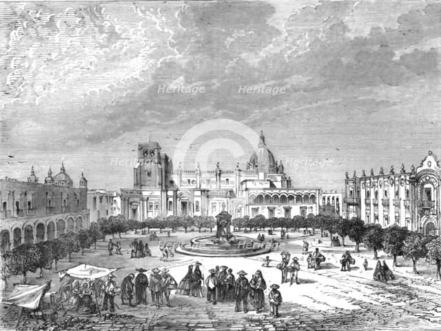 'A Mexican 'Plaza Grande'; A zigzag journey through Mexico', 1875. Creator: Thomas Mayne Reid.