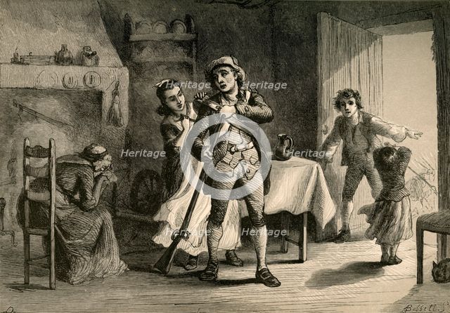'A Minute Man Preparing for War', (1877). Creator: Albert Bobbett.