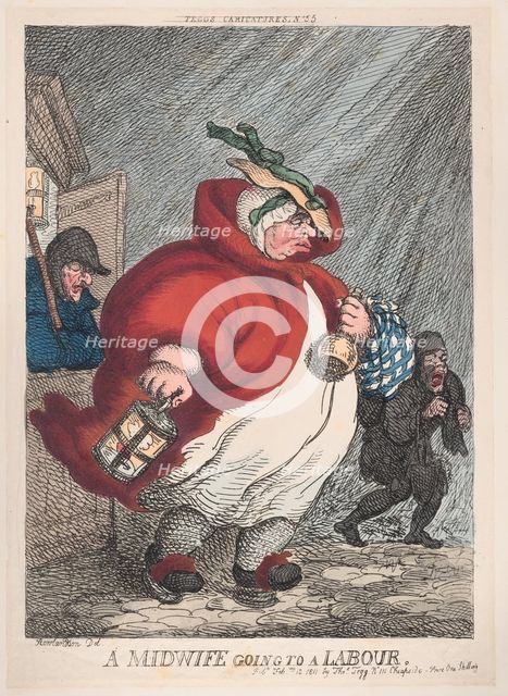 A Midwife Going to a Labour, February 12, 1811., February 12, 1811. Creator: Thomas Rowlandson.